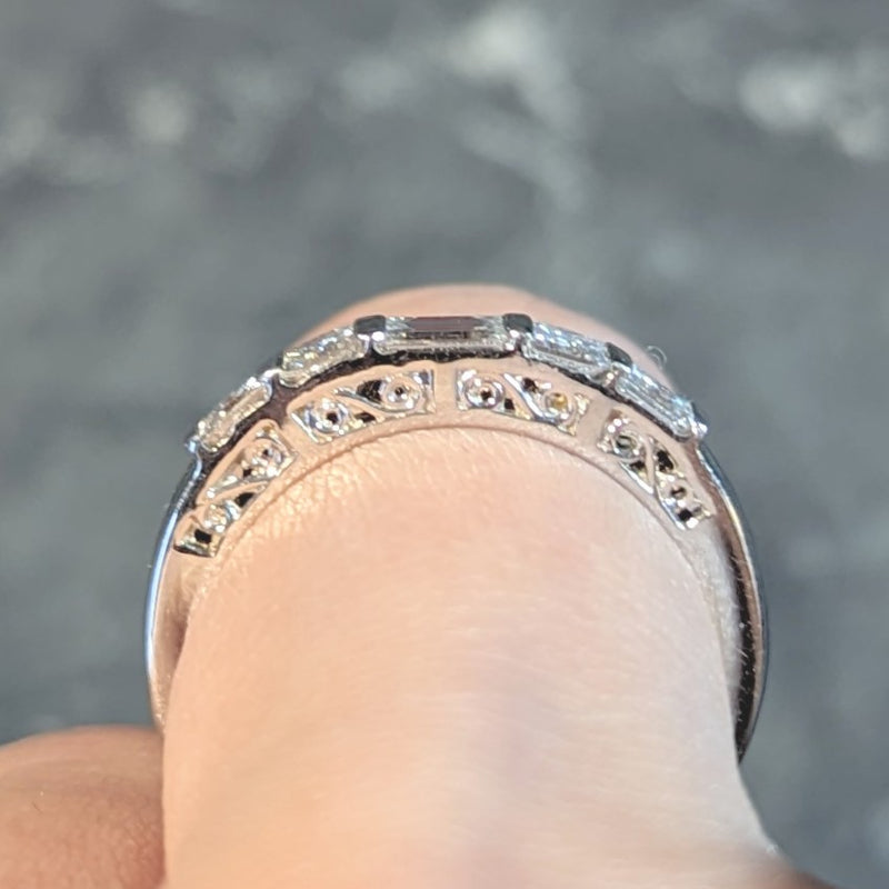 Vintage 0.50 CTW Princess Cut Diamond 14 Karat Gold Scroll Wedding Band Ring Wilson's Estate Jewelry