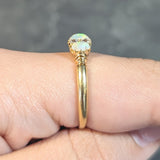 Victorian Opal Diamond 18 Karat Yellow Gold Antique Gemstone Band Ring Wilson's Estate Jewelry