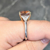 Tiffany & Co. 8.61 CTW Orange Sapphire Diamond 18 Karat Gold Platinum Vintage Three Stone Ring
