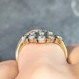 Edwardian 1.59 CTW Diamond Emerald Platinum 18 Karat Gold Antique Checkerboard Ring