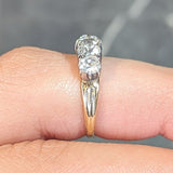 Victorian 1.45 CTW Old Mine Diamond Silver-Topped 14 Karat Yellow Gold Antique Band Ring