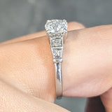 Art Deco 1.01 CTW Old European Cut Diamond Platinum Five Stone Vintage Engagement Ring
