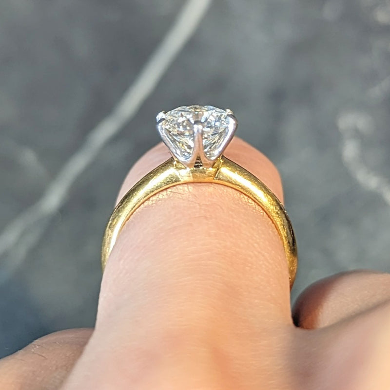 Tiffany & Co. 1.65 CTW Diamond Platinum 18 Karat Yellow Gold Solitaire Engagement Ring GIA