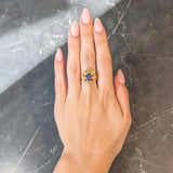 Art Nouveau 2.49 CTW No Heat Ceylon Purple Sapphire Diamond 14 Karat Gold Swirl Cluster Antique Ring