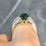 Tiffany & Co. 1990's 3.15 CTW Emerald Diamond Platinum 18 Karat Yellow Gold Vintage Ring AGL