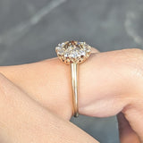 Victorian 1.18 CTW Old Mine Fancy Light Brown Diamond 14 Karat Gold Antique Halo Ring