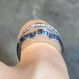 Charles Krypell Vintage 2.76 CTW Sapphire Diamond Platinum Arch Wide Band Ring