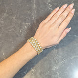 Buccellati 1970s 9.15 CTW Diamond 18 Karat Yellow Gold Textured Vintage Mesh Bracelet