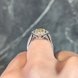 Contemporary 2.72 CTW Yellow Diamond Platinum 18 Karat Gold Halo Engagement Ring GIA