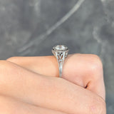 Art Deco 0.65 CTW Old European Diamond Platinum Scrolling Lotus Vintage Engagement Ring