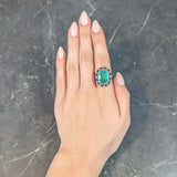 Buccellati 8.48 CTW Emerald Diamond 18 Karat Yellow Gold Silver Foliate Vintage Ring
