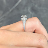 Art Deco 0.99 CTW Old European Diamond Platinum Lotus Antique Engagement Ring GIA