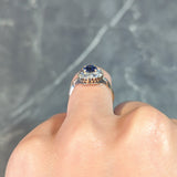 Victorian 2.18 CTW No Heat Burma Sapphire Diamond 18 Karat Rose Gold Antique Halo Ring AGL