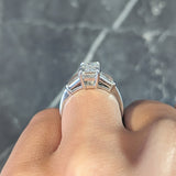 Mid-Century 2.56 CTW Emerald Cut Diamond Platinum Vintage Three Stone Engagement Ring GIA