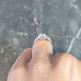 Art Deco 1.00 CTW Old European Diamond Platinum Stepped Engagement Ring