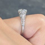 Art Deco 1.44 CTW Old European Cut Diamond Platinum Fleur-De-Lis Engagement Ring Wilson's Estate Jewelry