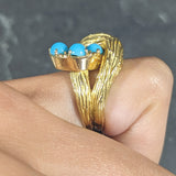 Van Cleef & Arpels 1960's Turquoise 18 Karat Yellow Gold Textured Loop Vintage Ring Wilson's Estate Jewelry