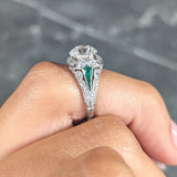 Art Deco 2.74 CTW Old European Cut Diamond Emerald Platinum Vintage Engagement Ring Wilson's Estate Jewelry