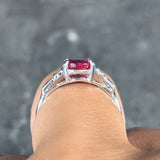 Mid-Century 2.08 CTW No Heat Burma Ruby Diamond Platinum Vintage Ring GCS Wilson's Estate Jewelry