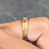 Victorian 1898 Ruby Diamond 18 Karat Yellow Gold Five Stone Antique Band Ring Wilson's Estate Jewelry