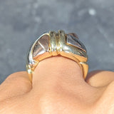 Bulgari 1980's 18 Karat Tri-Colored Gold Geometric Faceted Vintage Dome Ring Wilson's Estate Jewelry