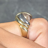 Bulgari 1980's 18 Karat Tri-Colored Gold Geometric Faceted Vintage Dome Ring Wilson's Estate Jewelry
