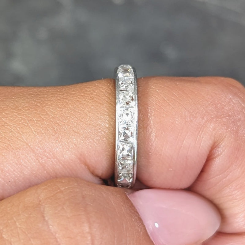 Art Deco 3.52 CTW French Cut Diamond Platinum Band Vintage Wedding Ring Wilson's Estate Jewelry