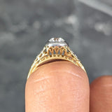 Art Deco 0.36 CTW Platinum 18 Karat Yellow Gold Volute Vintage Engagement Ring Wilson's Estate Jewelry
