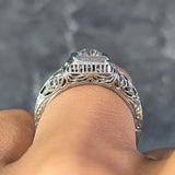 Art Deco 0.58 CTW Diamond 18 Karat White Gold Floral Vintage Engagement Ring Wilson's Estate Jewelry