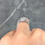 Art Deco Old European Diamond Platinum Orange Blossom Vintage Engagement Ring