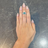 Edwardian 1.85 CTW Emerald Diamond Platinum 14 Karat Gold Antique Halo Ring