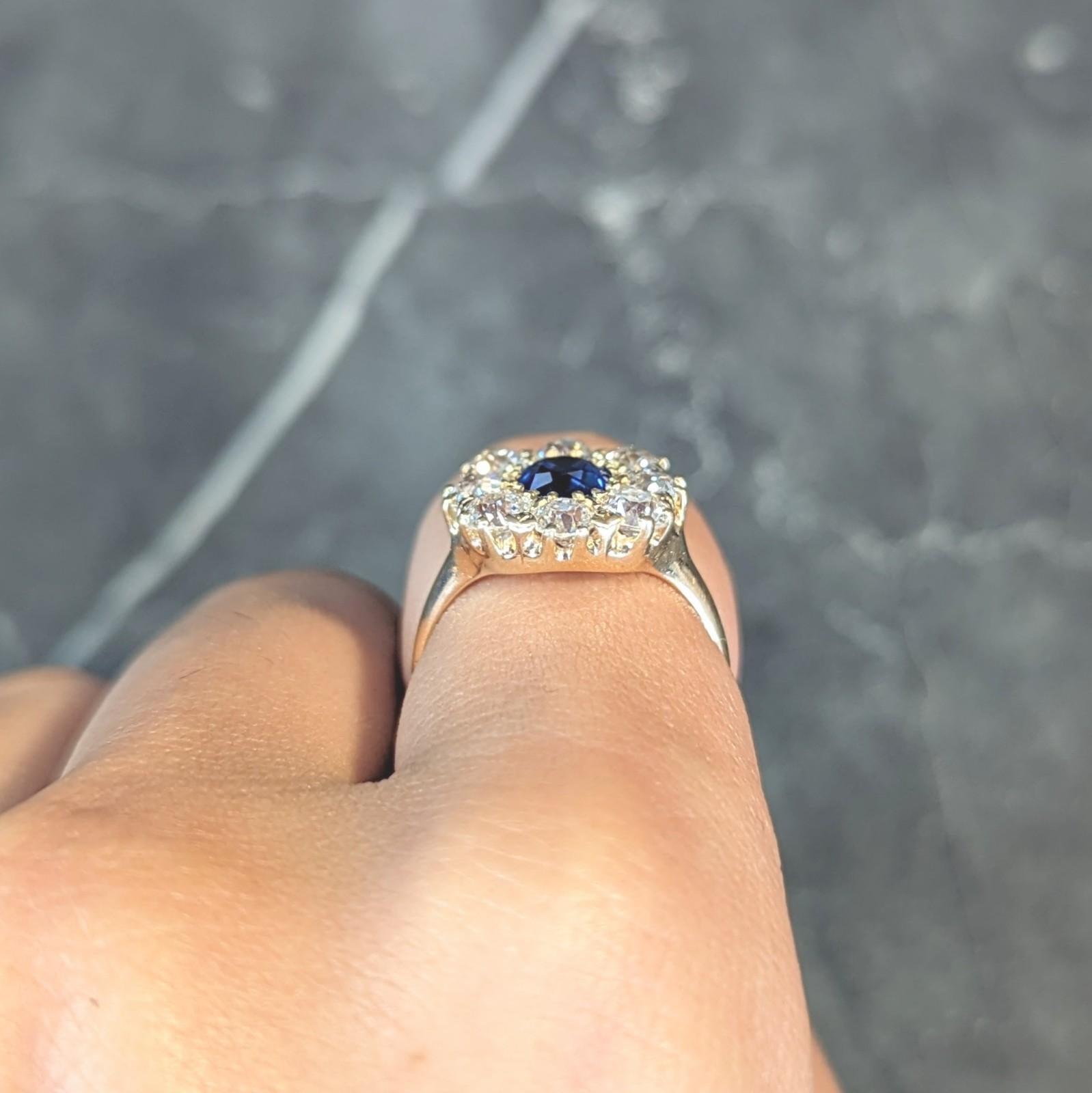 Victorian 3.20 CTW No Heat Burma Sapphire Diamond 14K Gold Antique Halo Ring GIA