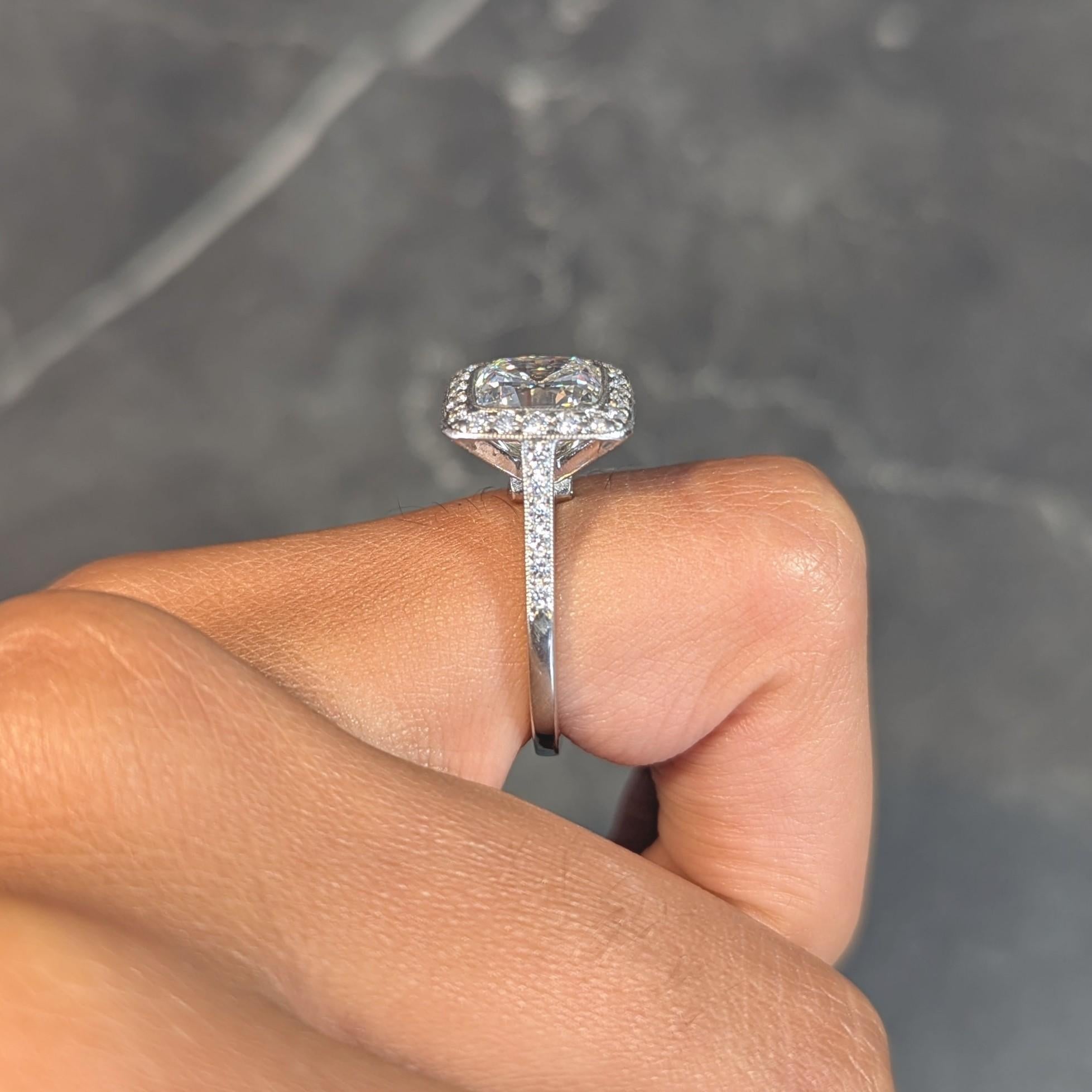 Tiffany & Co. 3.96 CTW Legacy Diamond Platinum Halo Engagement Ring GIA