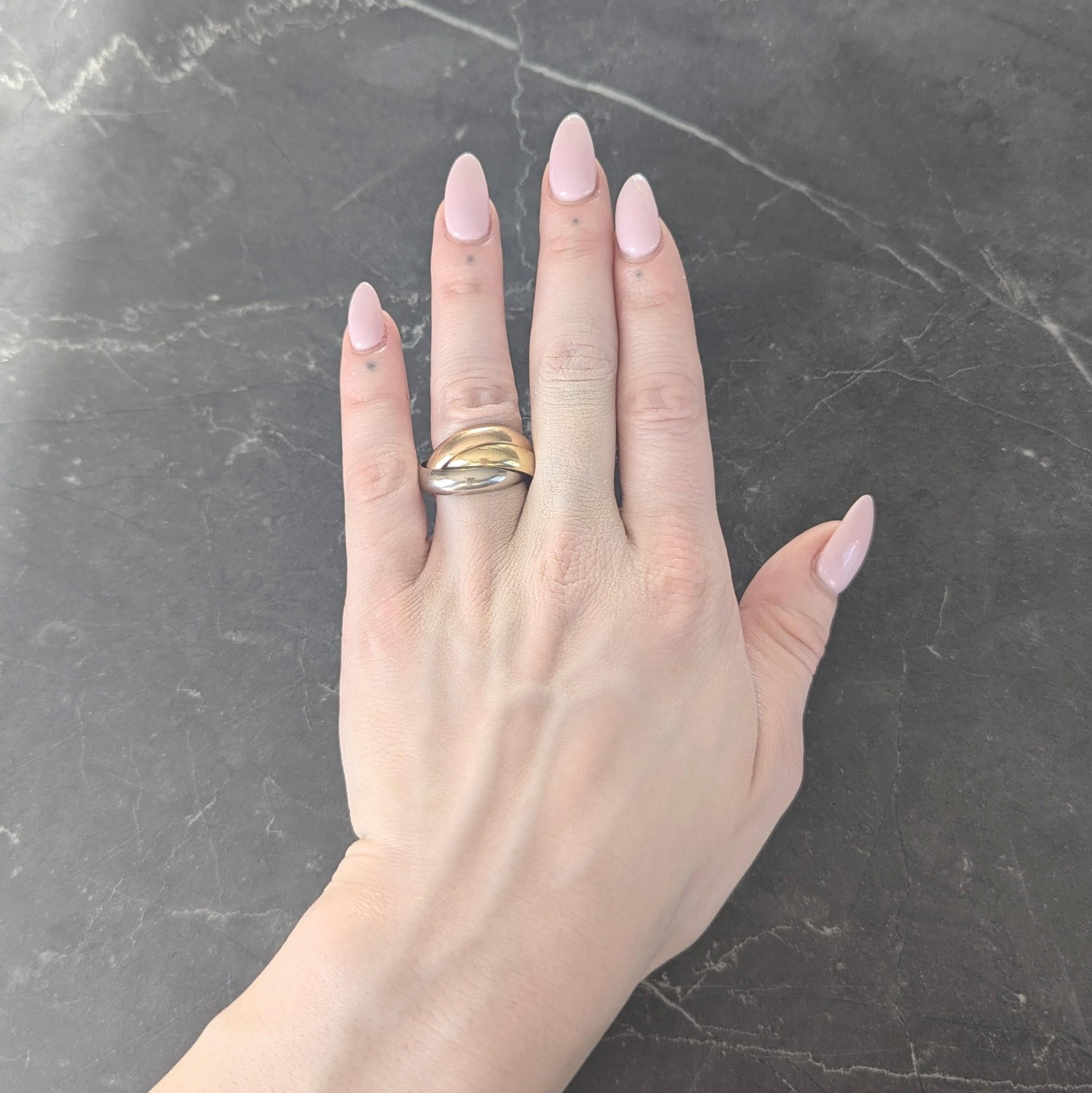 Cartier 1980's 18 Karat Tri-Gold Vintage Trinity Rolling Band Ring