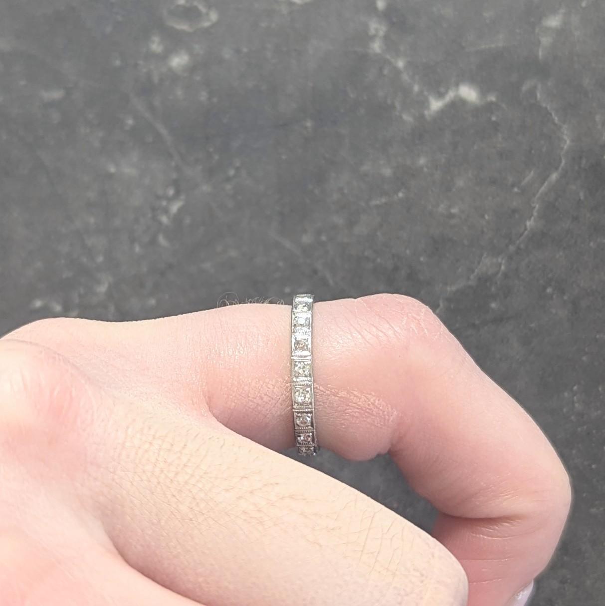 1919 Early Art Deco Diamond Platinum Orange Blossom Antique Wedding Band Ring