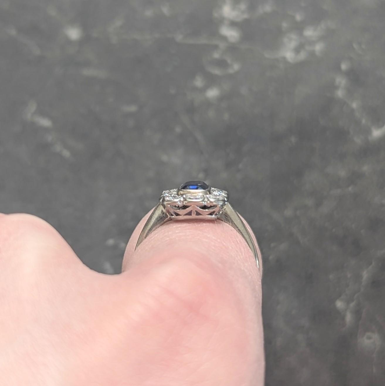 Art Deco 2.00 CTW Sapphire Diamond Platinum Vintage Halo Ring