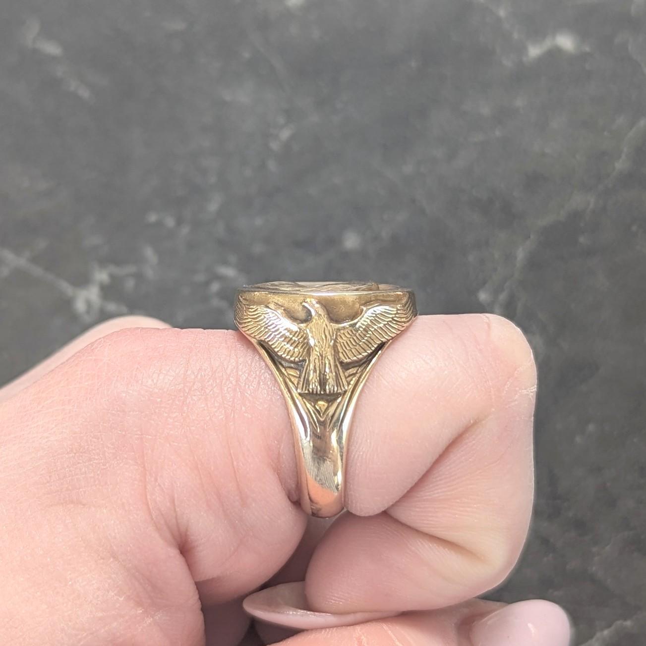 Gilroy Roberts 1977 US Franklin Mint 14K Gold Golden Eagle Vintage Signet Ring