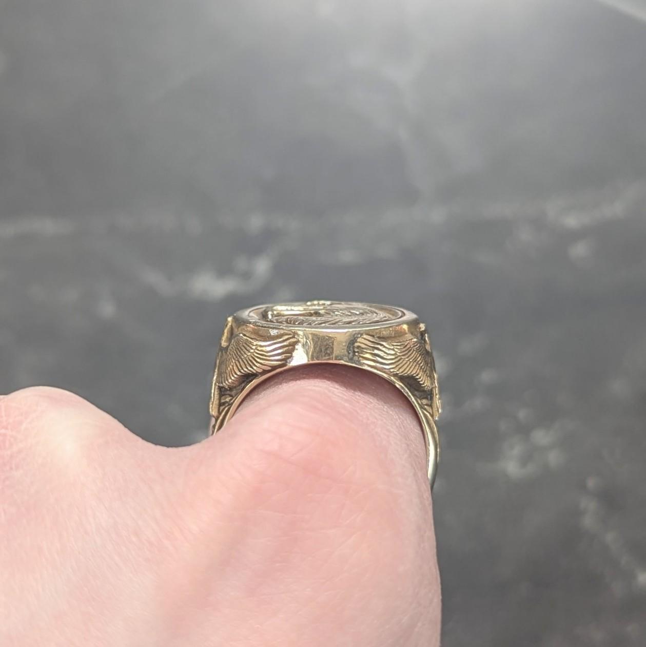 Gilroy Roberts 1977 US Franklin Mint 14K Gold Golden Eagle Vintage Signet Ring