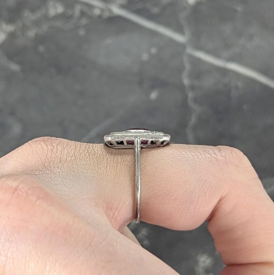 Art Deco 4.12 CTW No Heat Burma Ruby Diamond Platinum Vintage Halo Ring AGL
