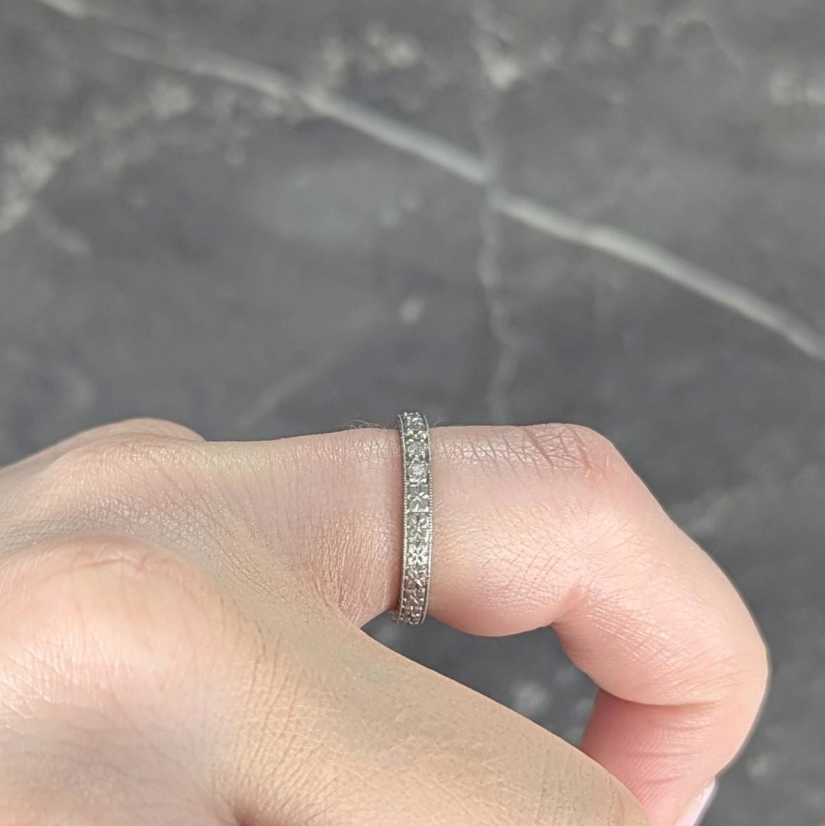 Art Deco 1932 Diamond Platinum Vintage Orange Blossom Wedding Band Ring