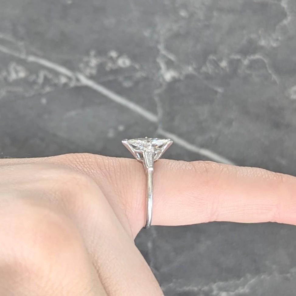 Mid-Century 1.35 CTW Marquise Cut Diamond Platinum Vintage Engagement Ring