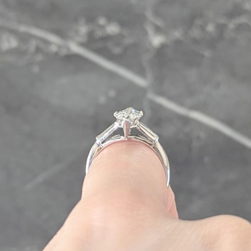 Mid-Century 1.35 CTW Marquise Cut Diamond Platinum Vintage Engagement Ring