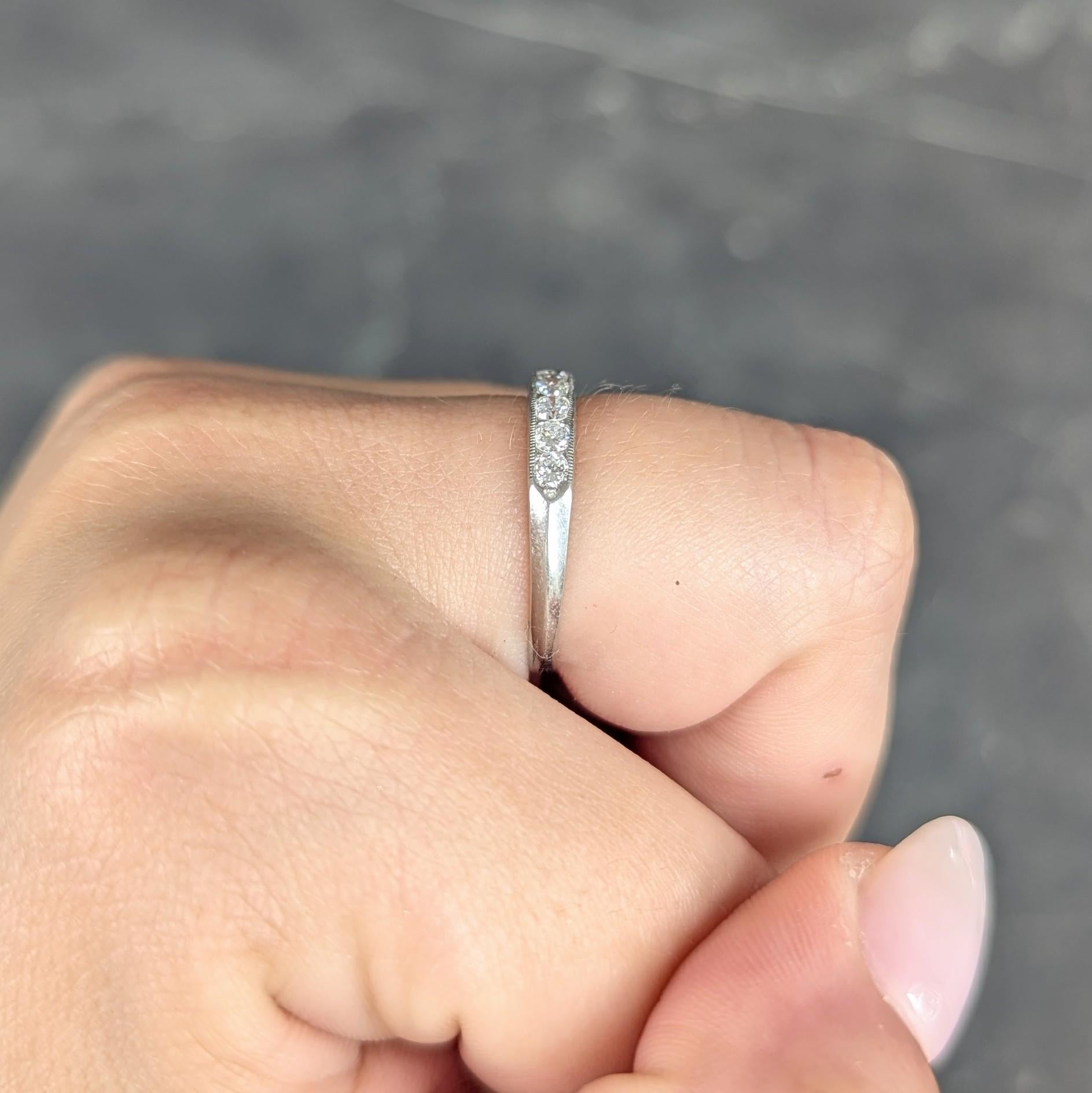 Art Deco Diamond Platinum Vintage Channel Wedding Band Ring