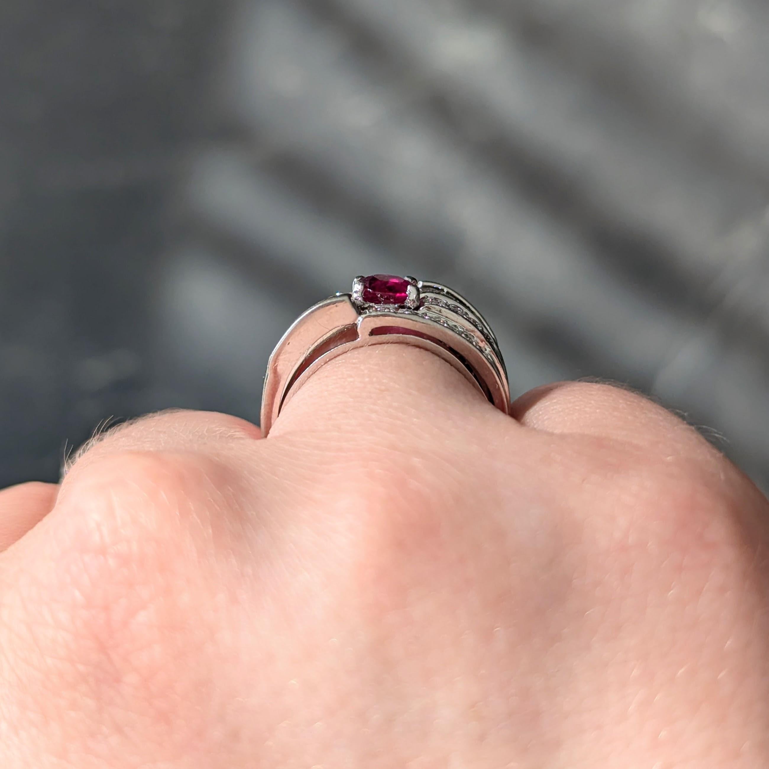 Vintage 2.25 CTW No Heat Ruby Diamond Platinum Wide Band Ring GIA