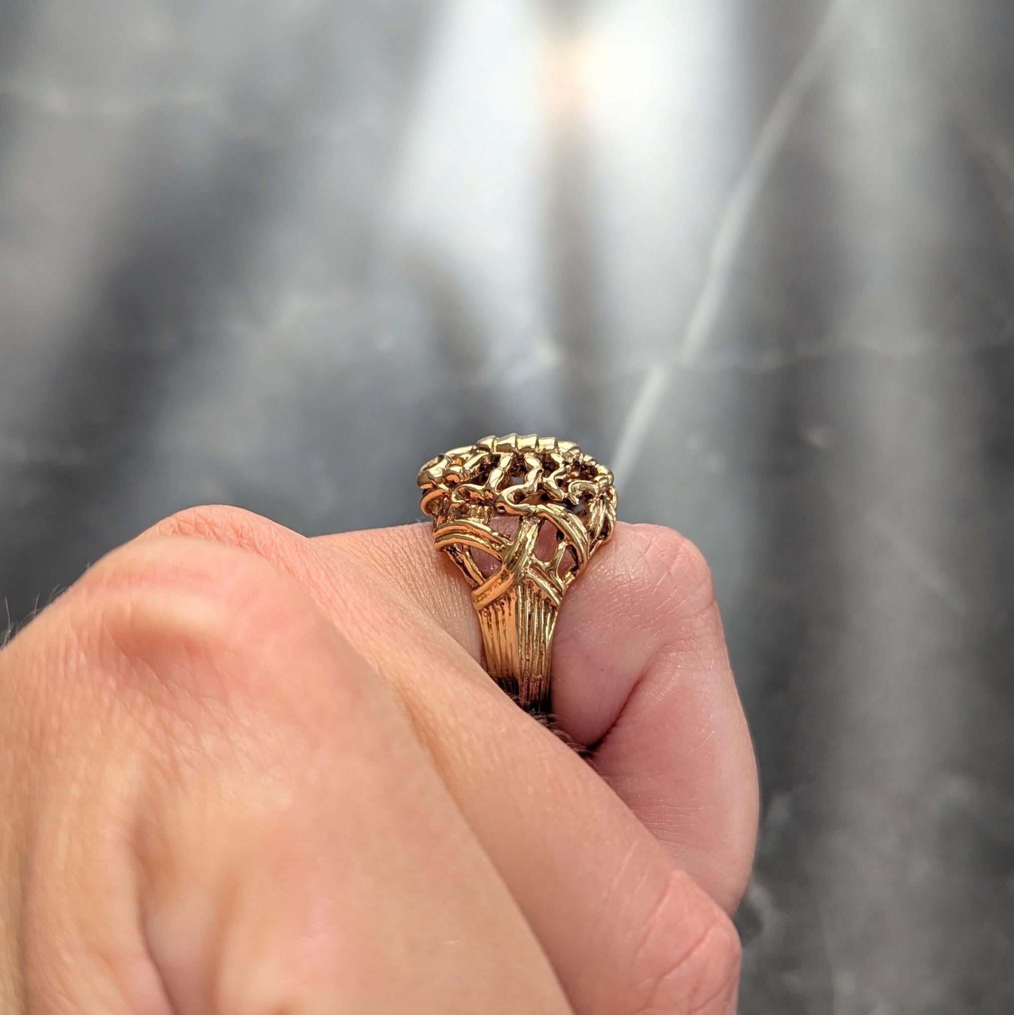 1970's 14 Karat Yellow Gold Vintage Scorpio Zodiac Dome Ring