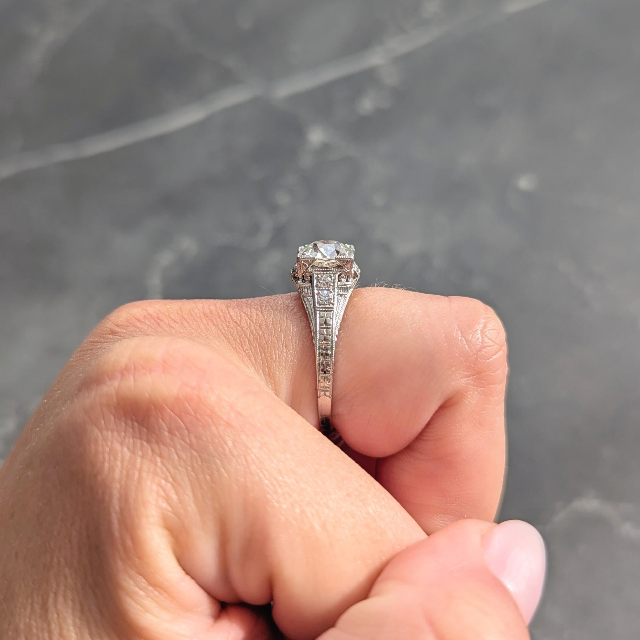 Art Deco 1.67 CTW Diamond Platinum Orange Blossom Vintage Engagement Ring