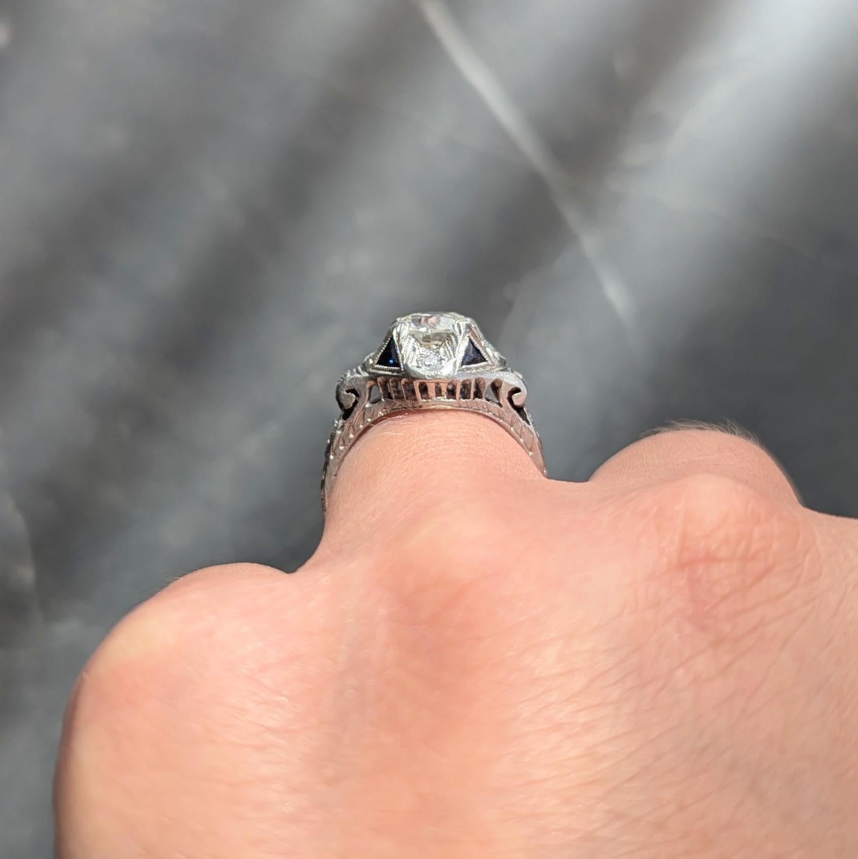 Art Deco 1.72 CTW Old European Diamond Platinum Vintage Engagement Ring GIA