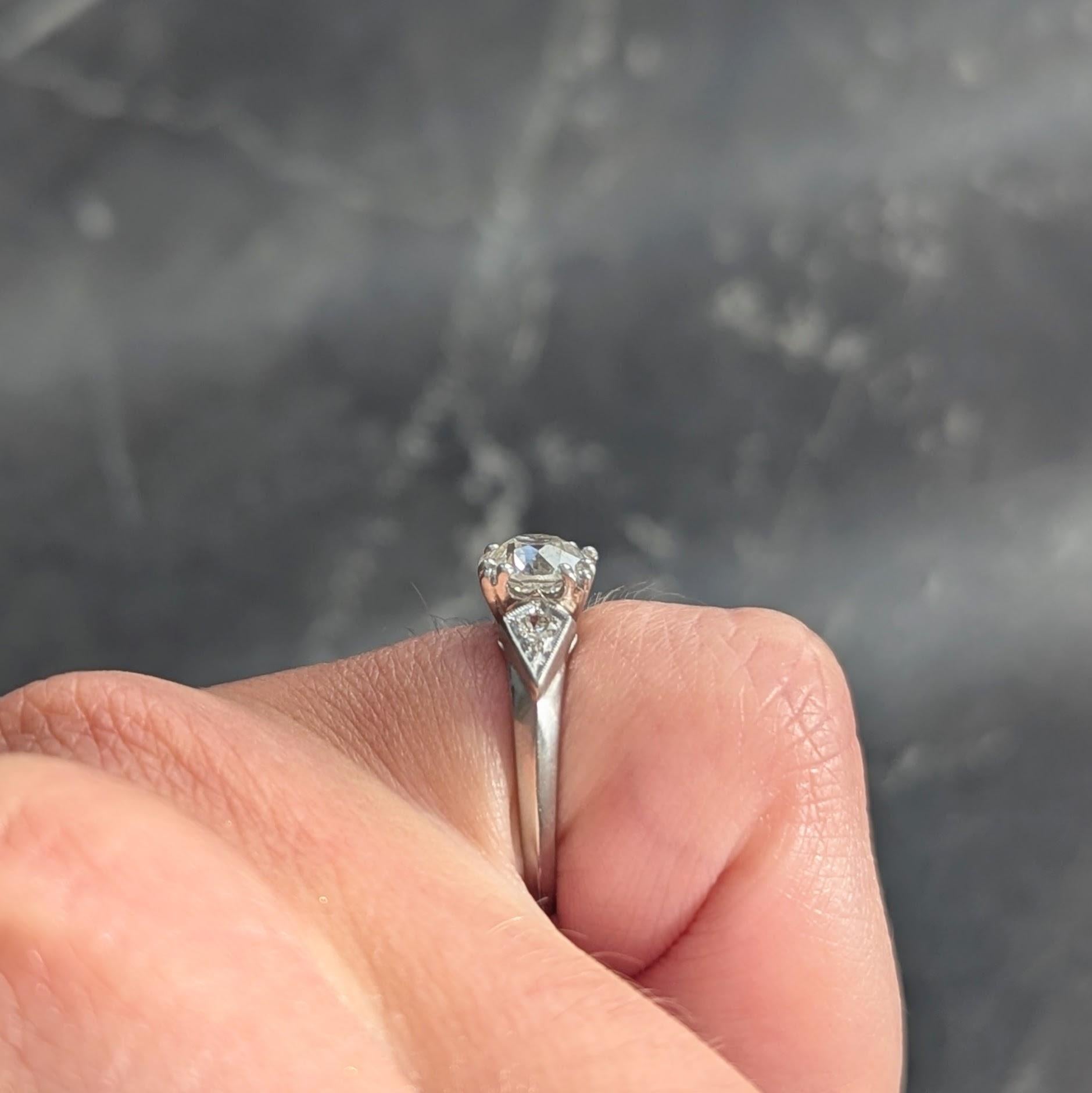 Retro 1941 Old European Cut Diamond Platinum Vintage Engagement Ring GIA