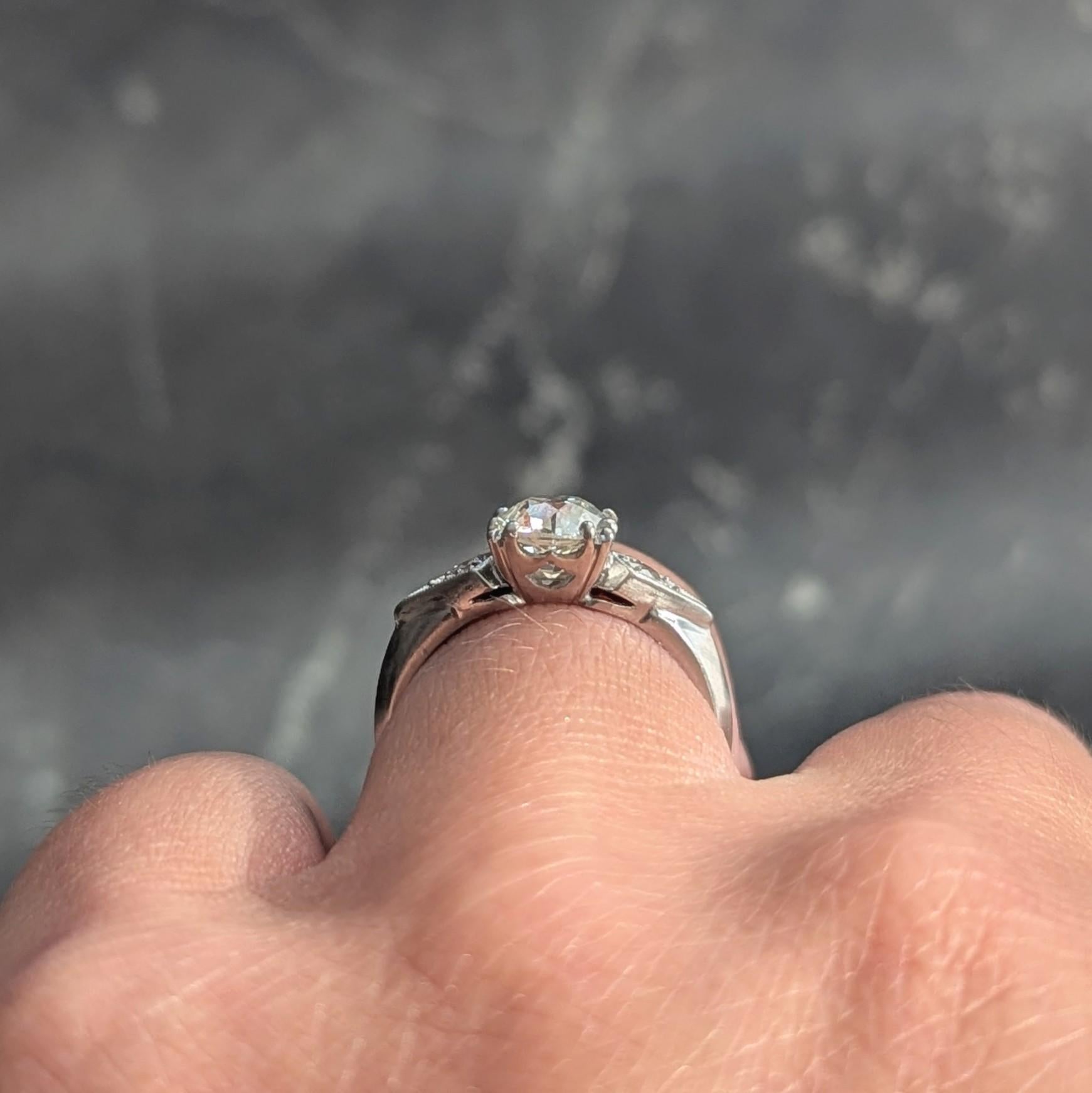 Retro 1941 Old European Cut Diamond Platinum Vintage Engagement Ring GIA