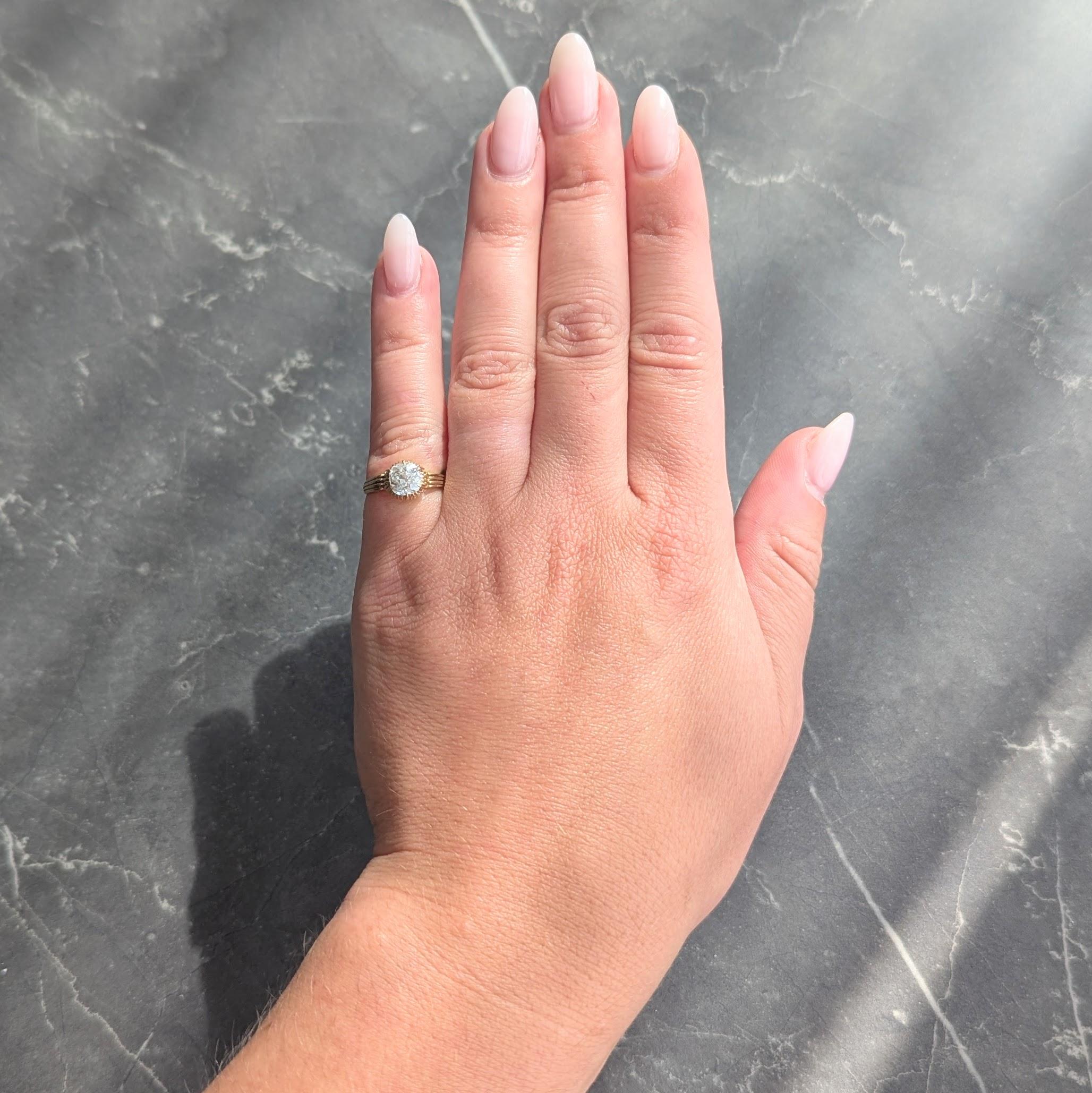 Victorian 0.86 Old Mine Cut Diamond 14K Gold Antique Solitaire Engagement Ring